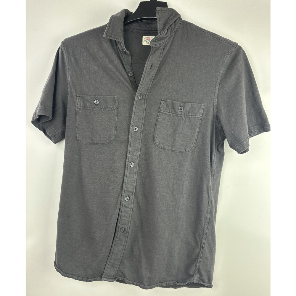 Faherty Short-Sleeve Sunwashed Knit Shirt Pocket Polo Button Front Cotton Medium - Picture 15 of 15
